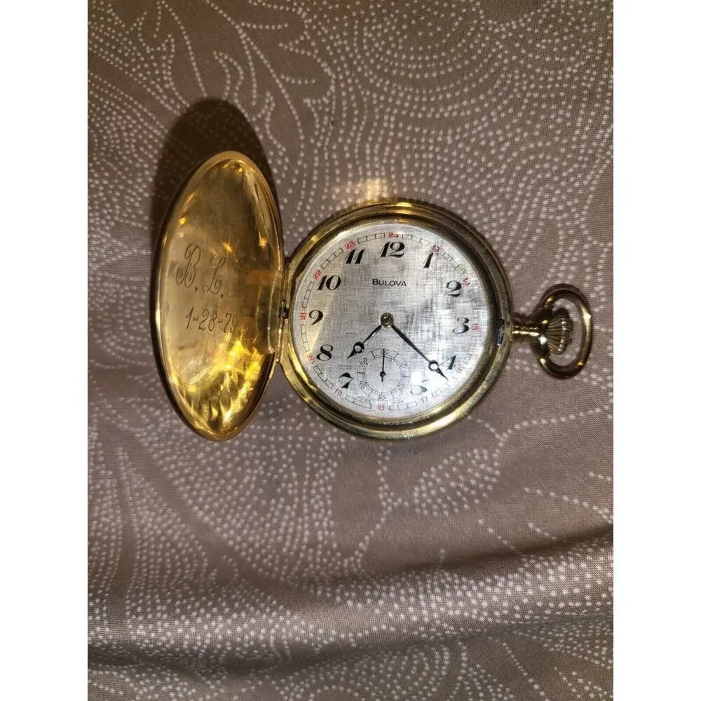 Vintage Swiss Made Bulova Gold Filled Pocket Watch